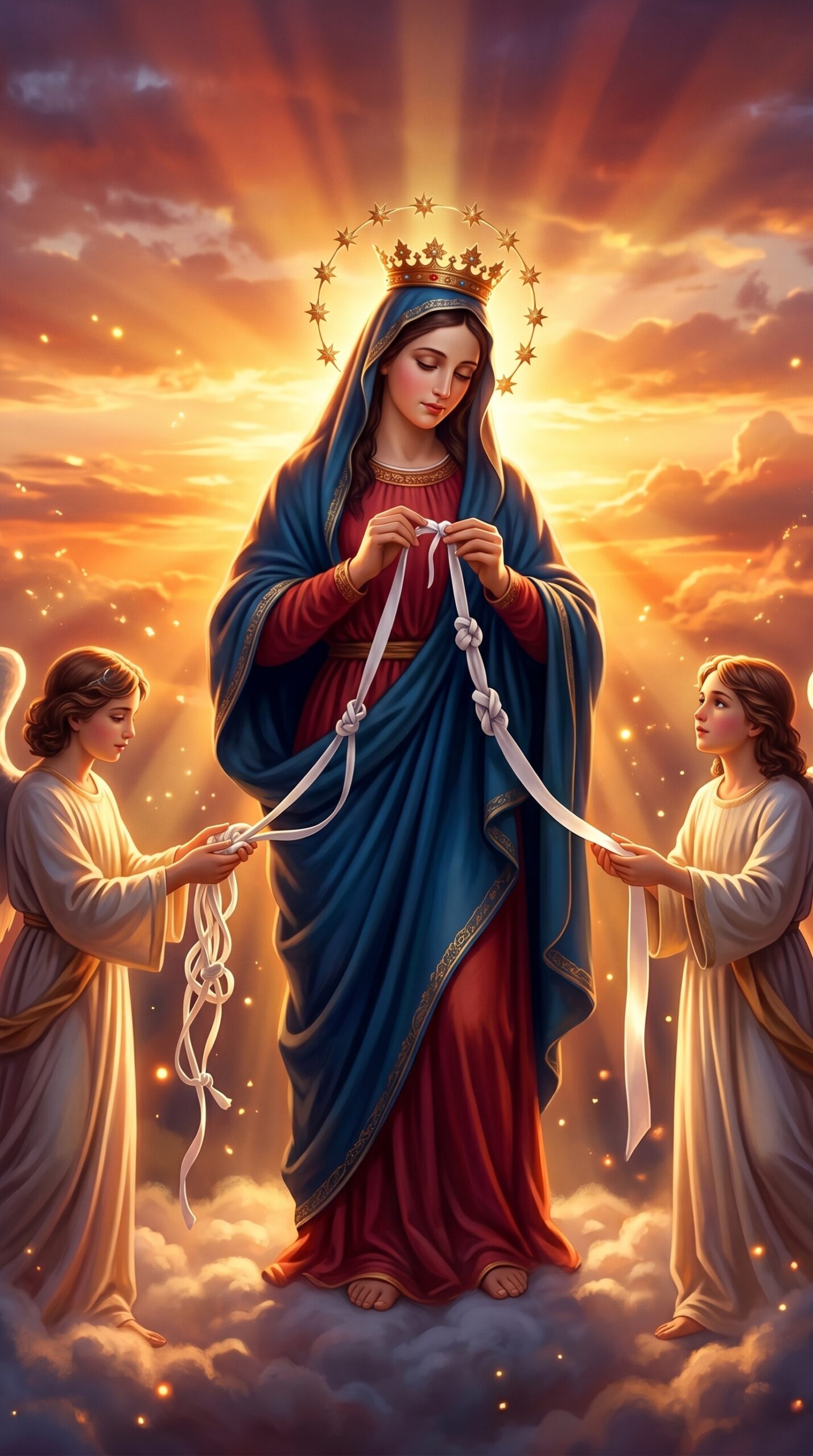 Mis hijos están lejos y yo no puedo ir Virgen Desatanudos ve tú donde yo no alcanzo