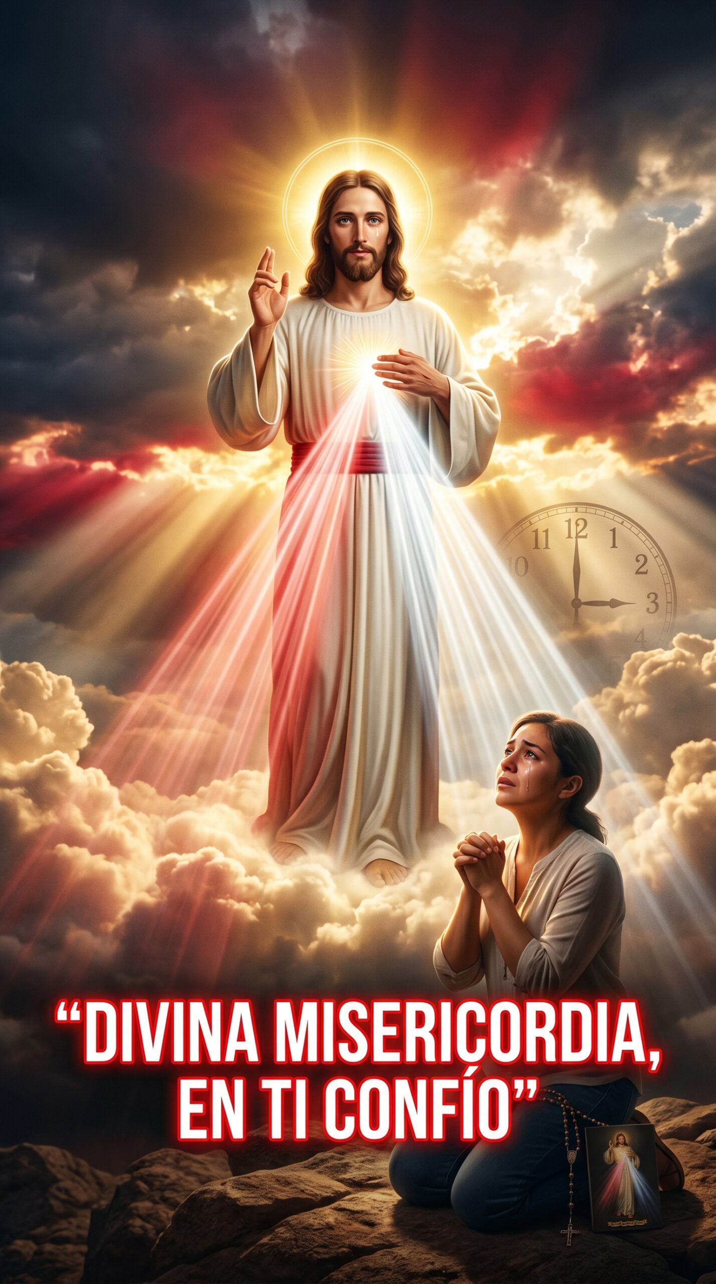 Oración a la Divina Misericordia Hora Sagrada de las 3 PM, Oración Divina Misericordia, Hora de la Misericordia 3pm, Jesús en ti confío, Santa Faustina revelaciones, oración católica sanación interior, plegaria de la tarde cristiana, misericordia de Dios para familias, fe y confianza en Jesús, oración poderosa por los pecadores, devoción al Sagrado Corazón,
